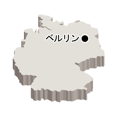 ドイツ連邦共和国無料フリーイラスト｜首都名・立体(白)